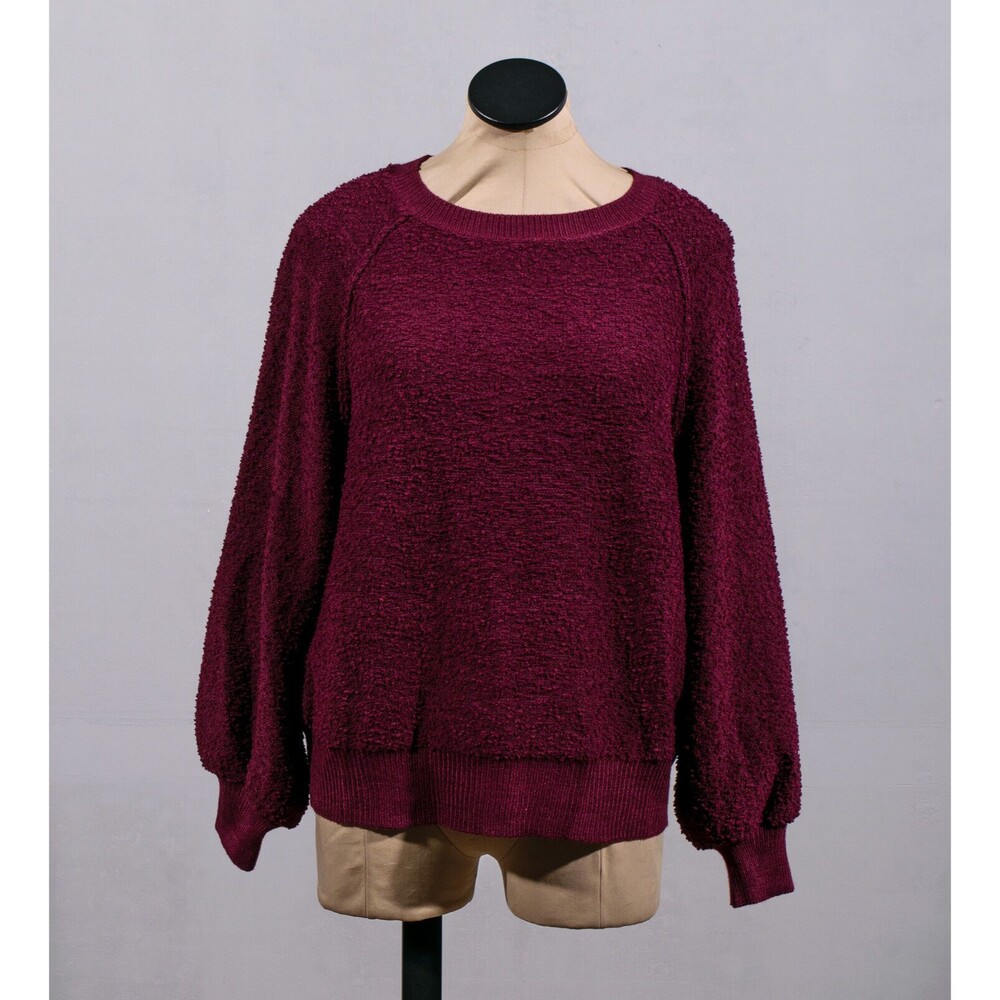 NWT Altar'd State Plum Long Sleeved Cropped Popcorn Knit Sweater Sz M/L